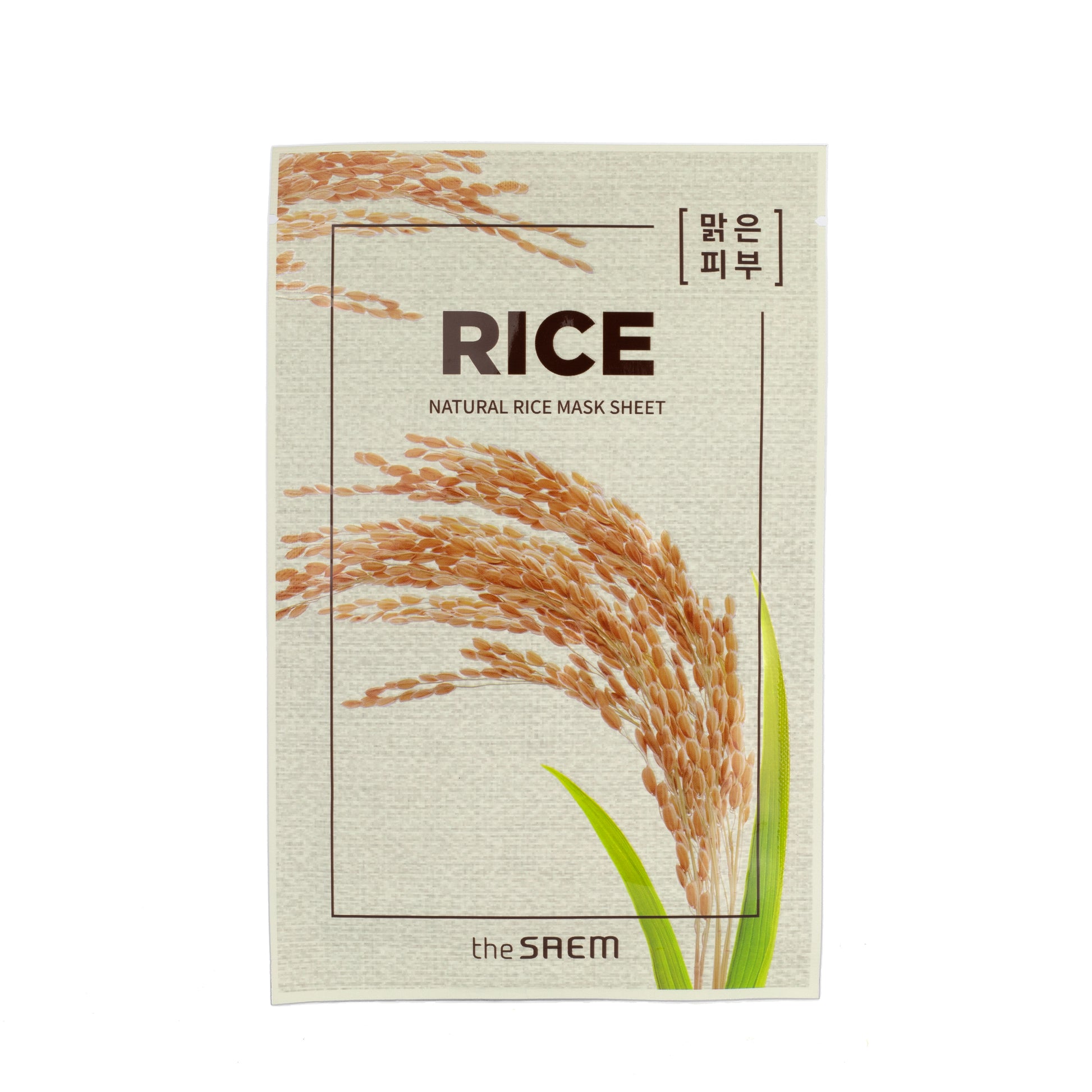 Maschera della The Saem Natural Rice Mask, maschera viso illuminante e idratante al riso, disponibile su Pink Beauty. Ideale per pelle secca e spenta, con estratti naturali per un incarnato radioso.