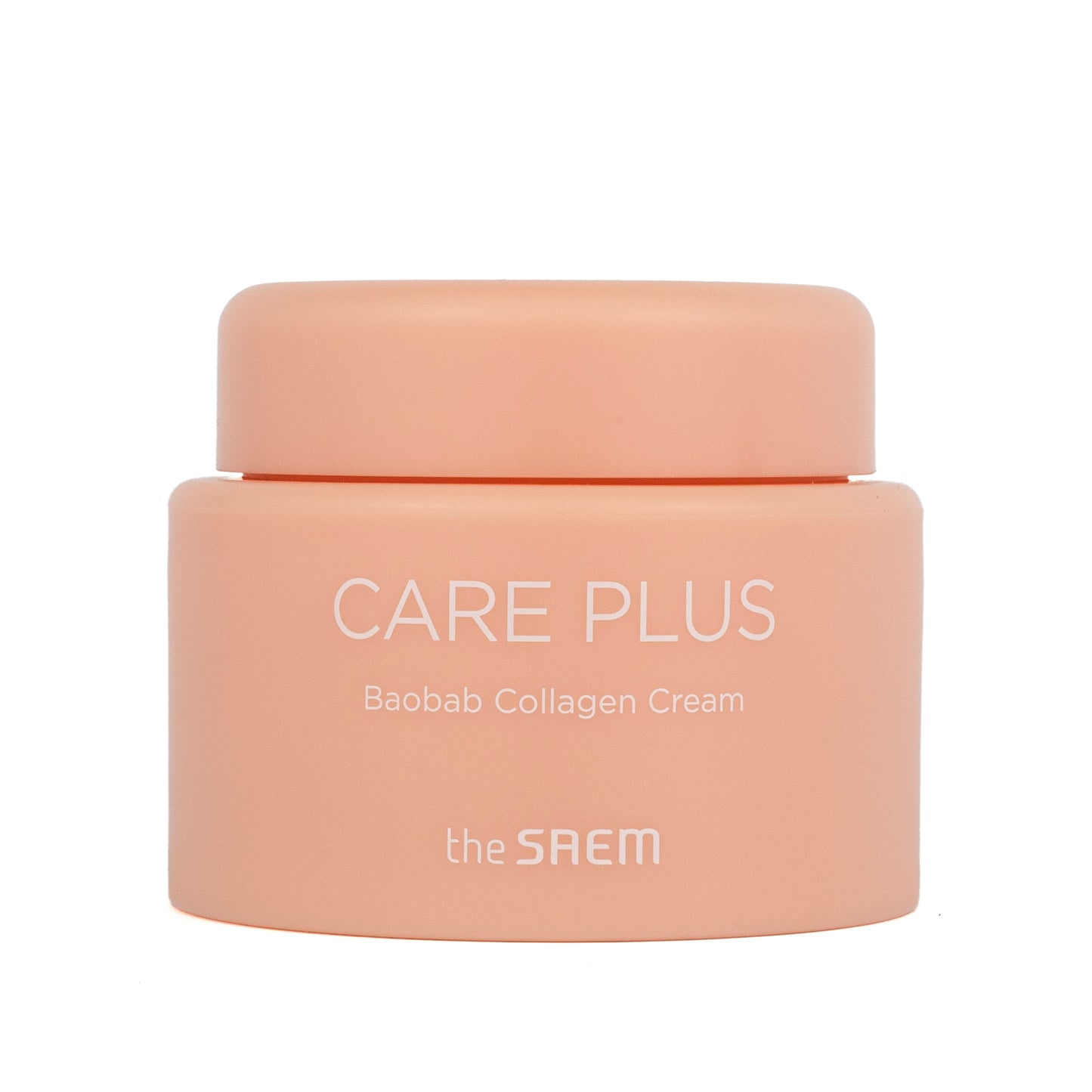 Barattolo di Care Plus Baobab Collagen Cream di The Saem – Crema viso idratante e nutriente con olio di cocco e collagene, disponibile su Pink Beauty.