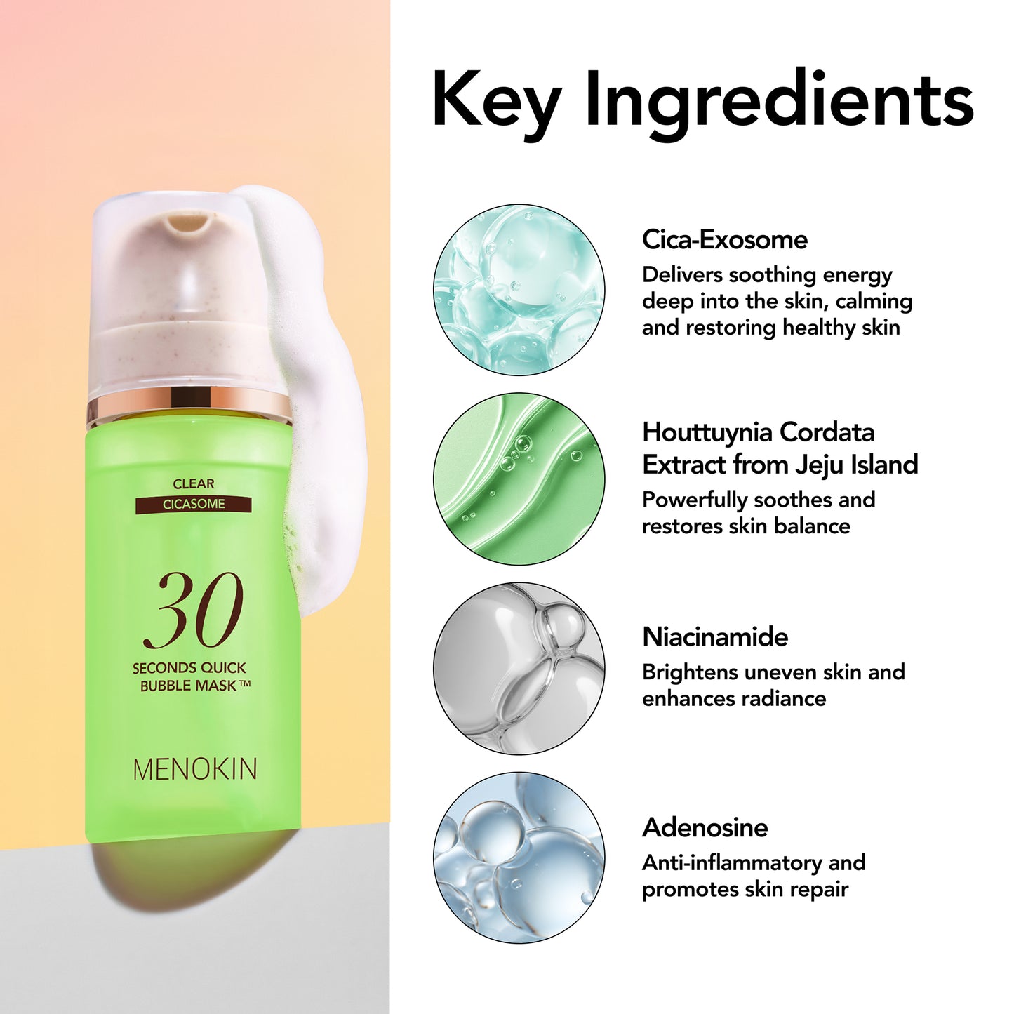 Menokin 30 Seconds Quick Bubble Mask Clear (Cicasome) – 95 ml