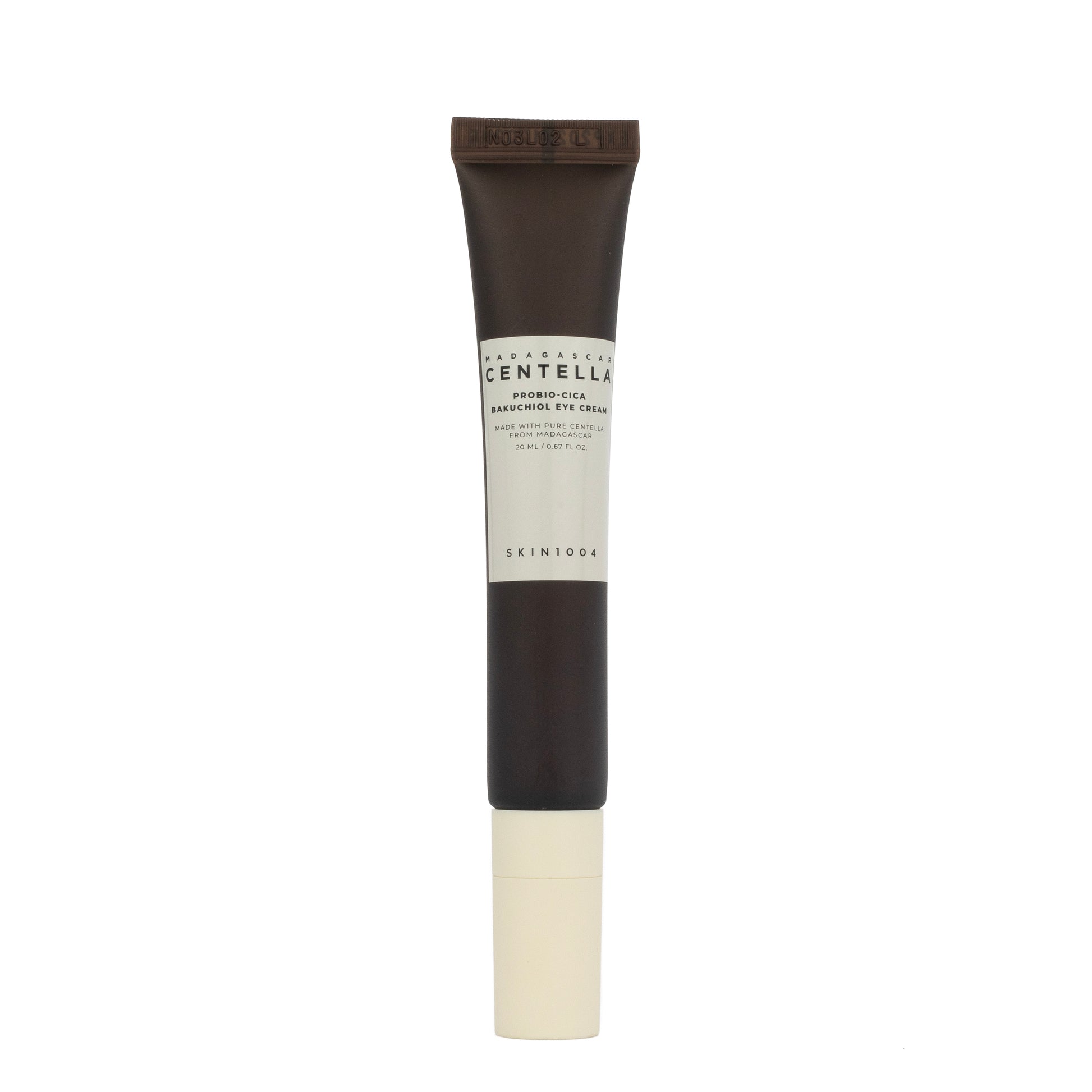 Flacone della crema contorno occhi Skin1004 Centella Probio-Cica Bakuchiol Eye Cream, disponibile su Pink Beauty. Trattamento idratante e antiage con Centella Asiatica e Bakuchiol per ridurre rughe e migliorare l’elasticità della pelle.