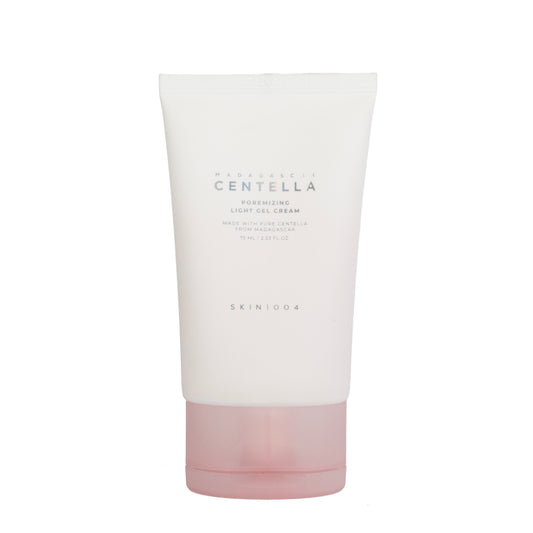Barattolo di Skin1004 Madagascar Poremizing Light Gel Cream, crema gel leggera con Centella Asiatica e Acido Ialuronico, disponibile su Pink Beauty per idratare e riequilibrare la pelle sensibile