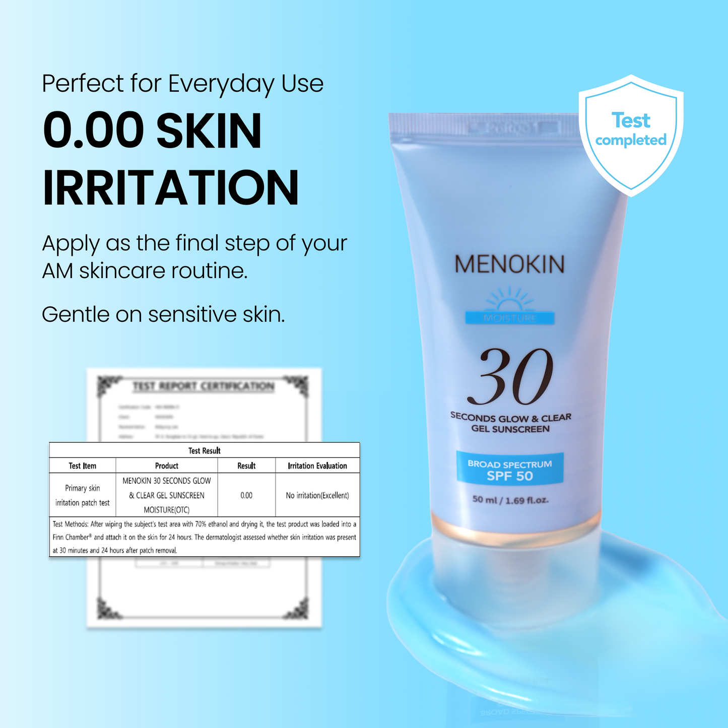Menokin 30 Seconds Glow &amp; Clear Gel Sunscreen SPF50+ PA++++ – 50 ml